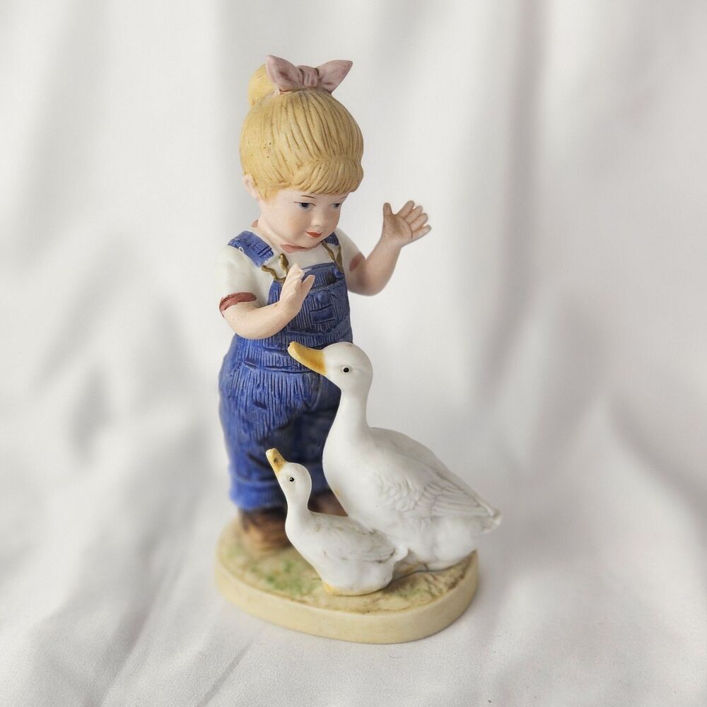 Denim Days Homco 1985 Girl With Chickens